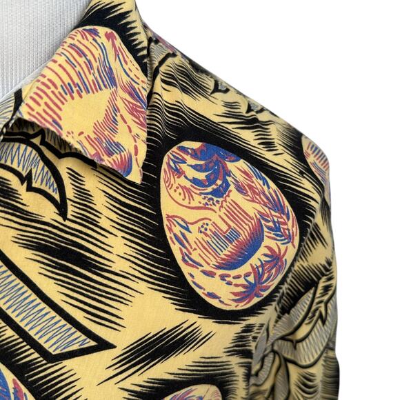 Vintage Reyn Spooner Hawaiian Shirt Men’s XL Yellow Hula Girls Palm Trees Button - Picture 3 of 10